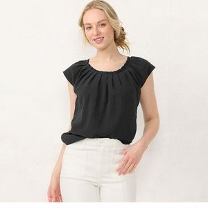 Lauren Conrad pleated scoop neck top